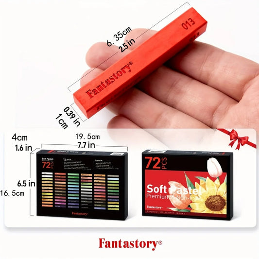 72 Colors, Non-toxic Long Soft Pastel Chalk Set