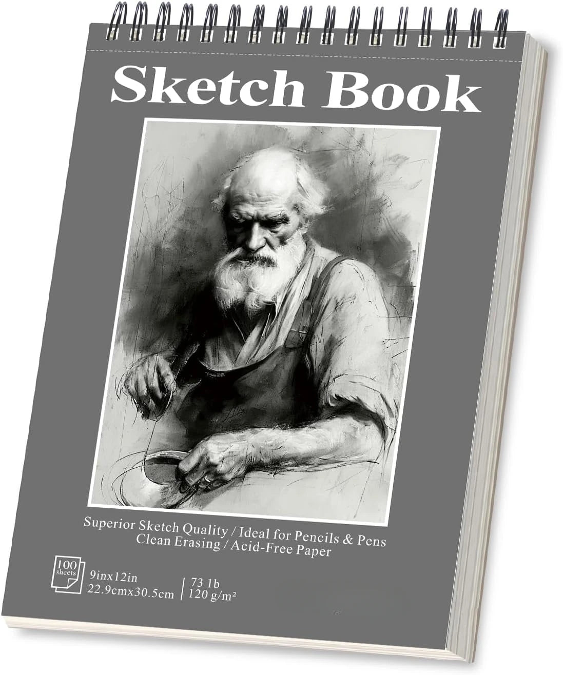 Sketchbook - 9"x12" spiral bound drawing pages, 100 sheets