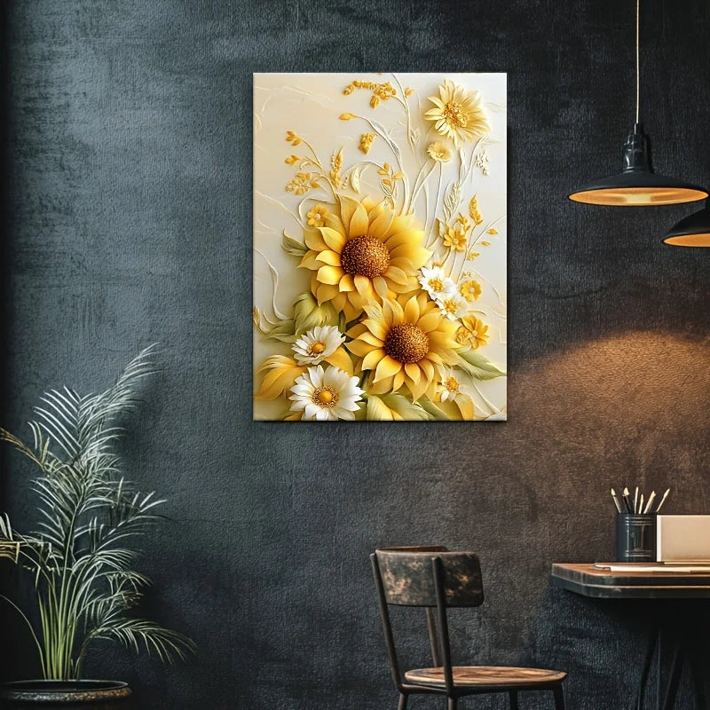 Vibrant Flowers on Wooden Frame Canvas