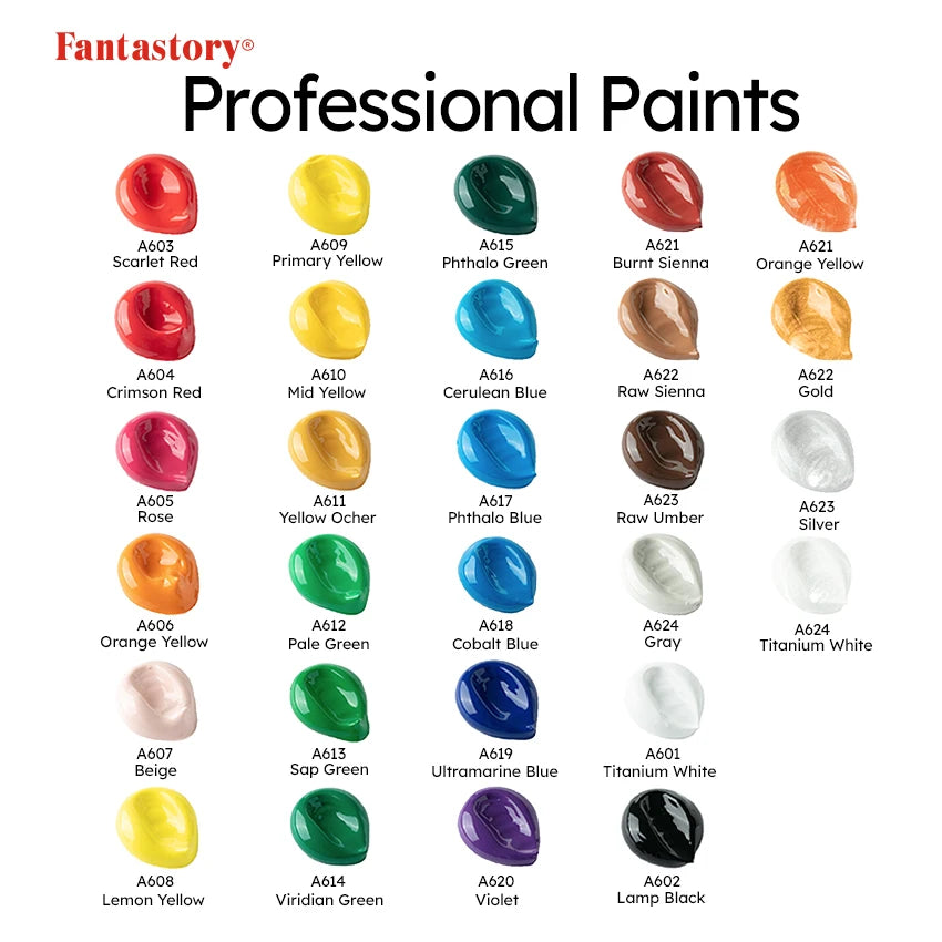 28 Classic Colors, Acrylic Paint Set with 12 Brushes