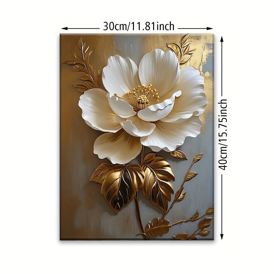 1 Piece Elegant Vintage White and Gold Floral HD Canvas Art
