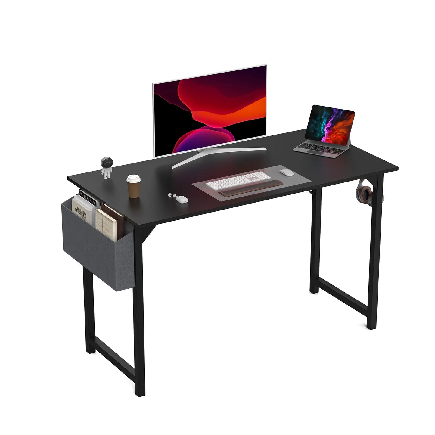 Modern Compact Style Desk with Side Bag & Headphone Hook