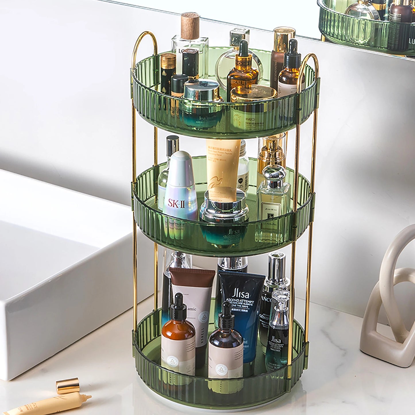 Rotating Makeup Organizer for Vanity, 3 Tier