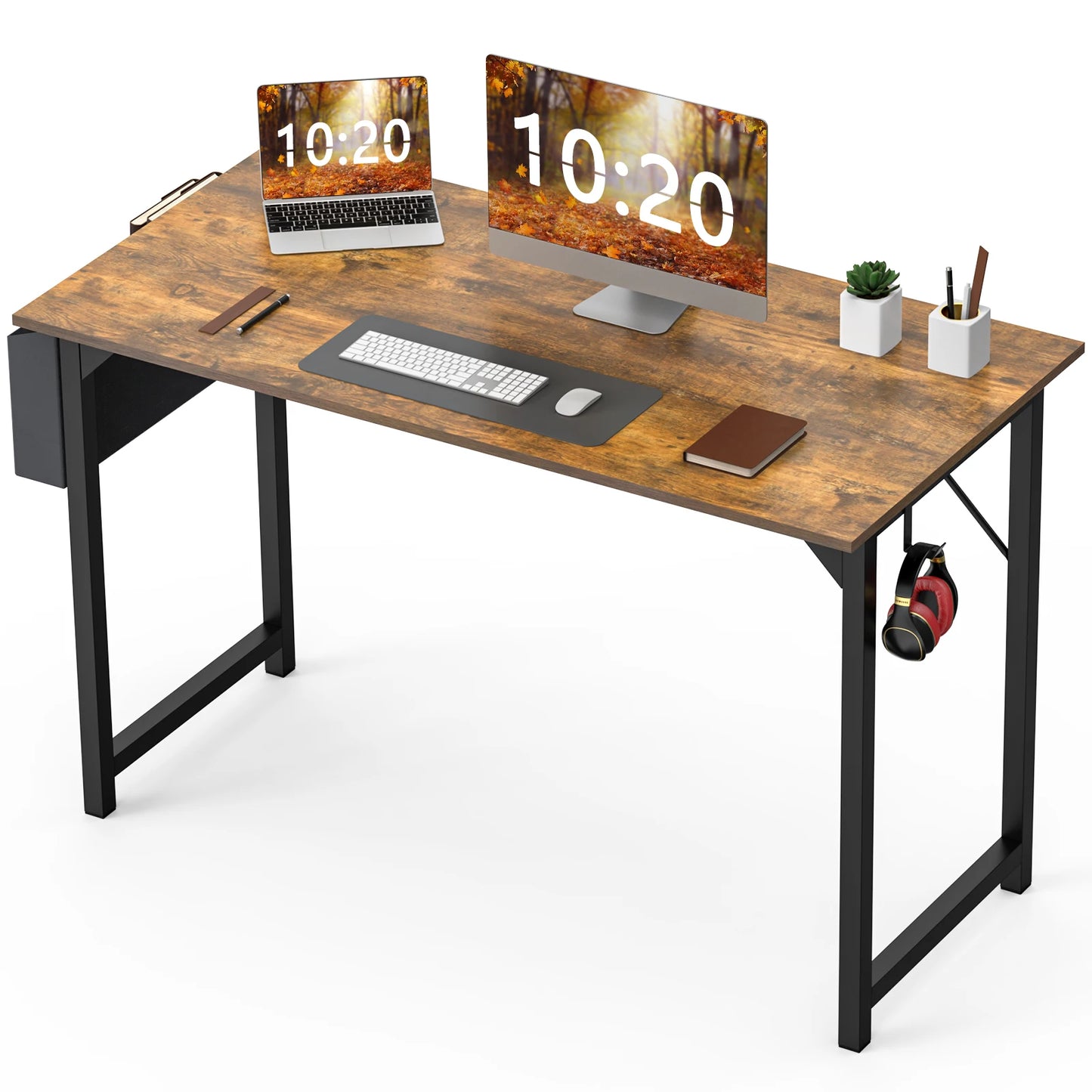 Modern Compact Style Desk with Side Bag & Headphone Hook