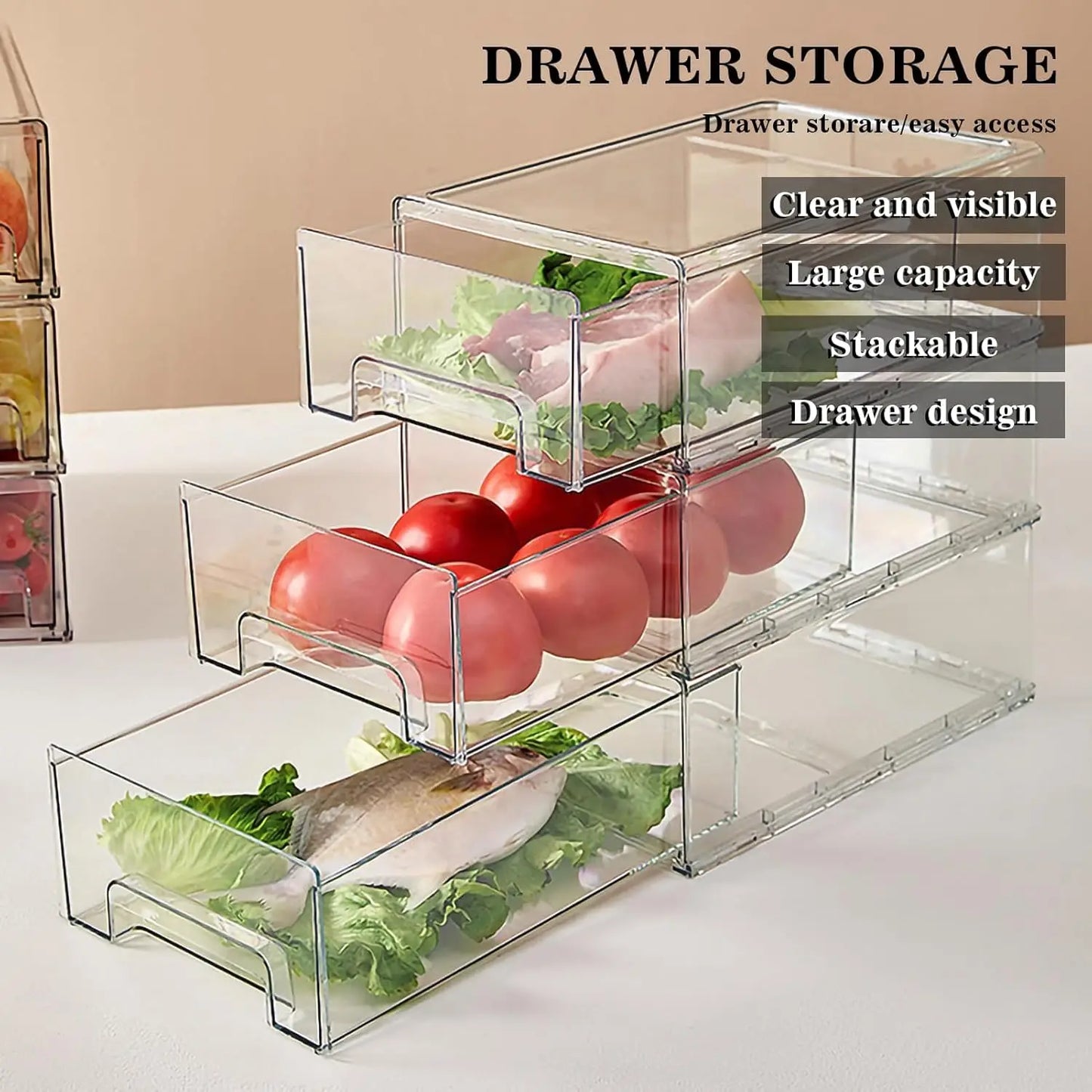 Clear Storage Drawers, Stackable