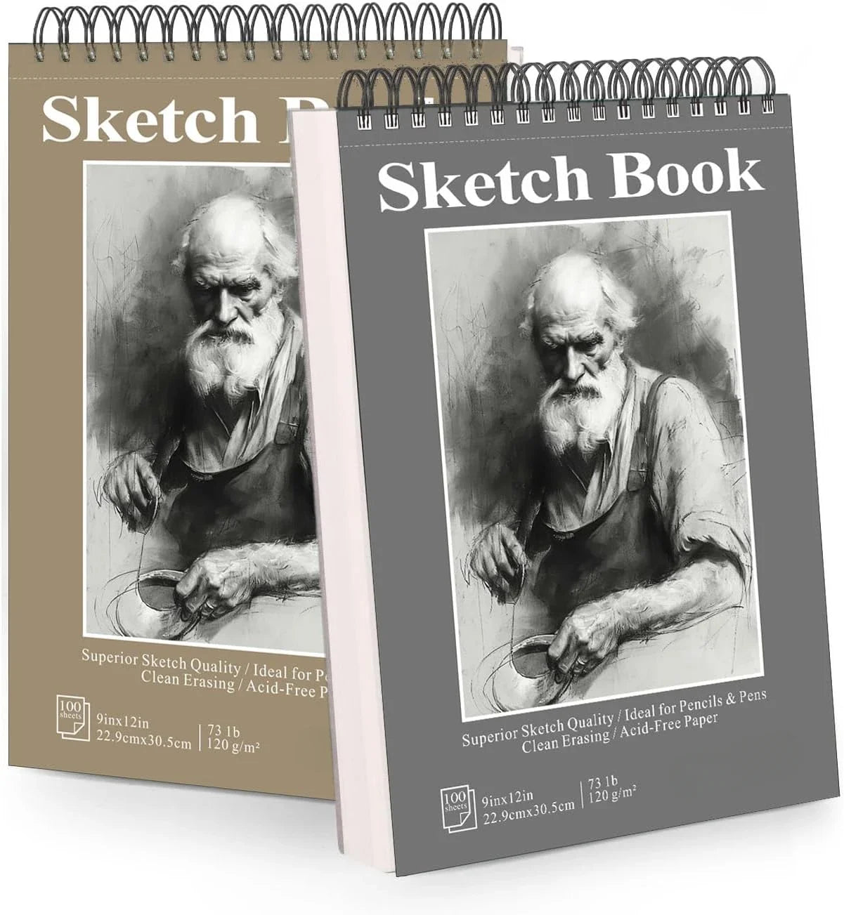 Sketchbook - 9"x12" spiral bound drawing pages, 100 sheets