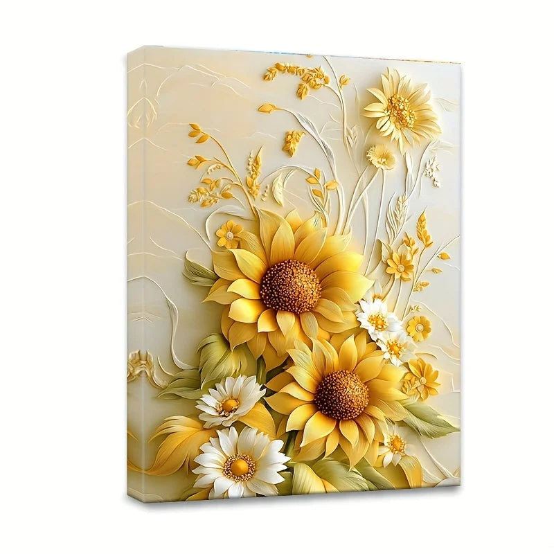 Vibrant Flowers on Wooden Frame Canvas