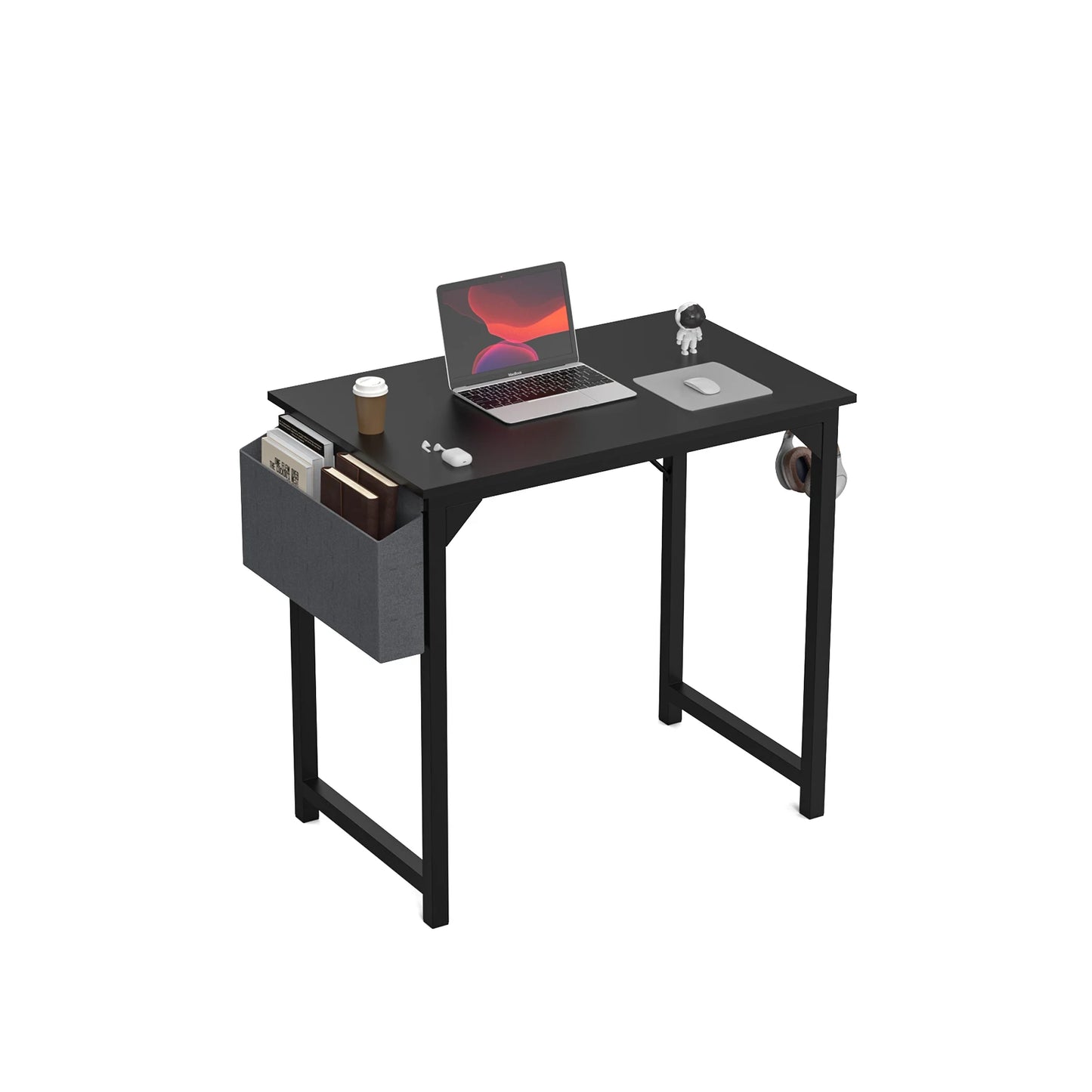 Modern Compact Style Desk with Side Bag & Headphone Hook