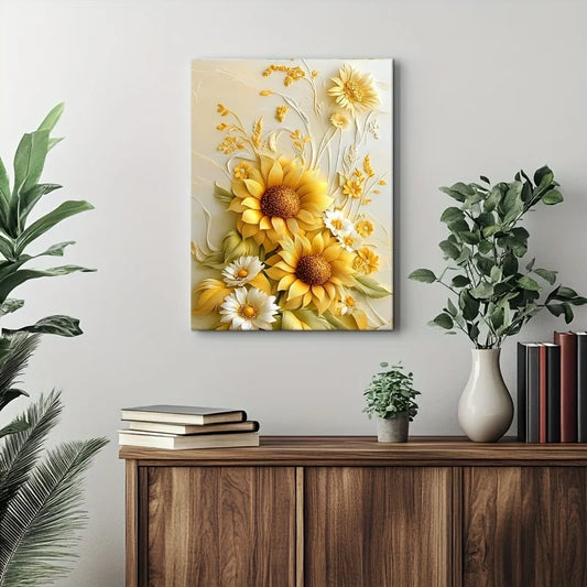 Vibrant Flowers on Wooden Frame Canvas