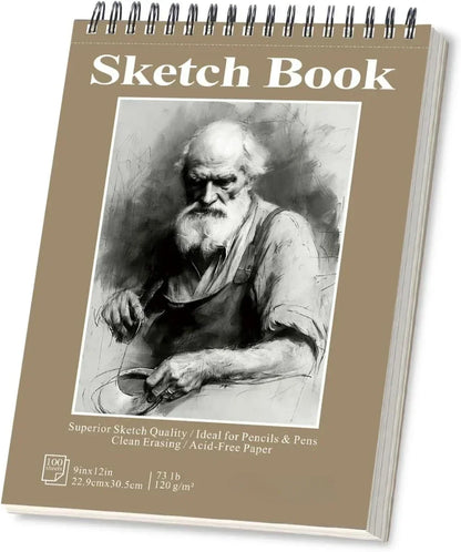 Sketchbook - 9"x12" spiral bound drawing pages, 100 sheets