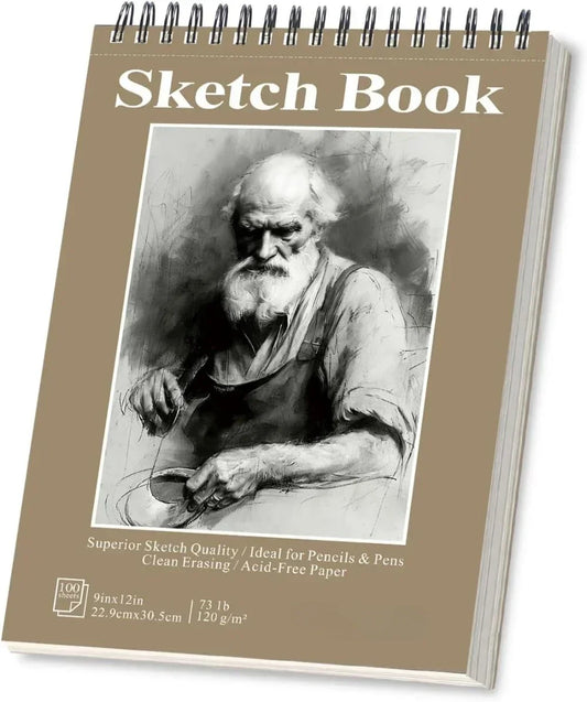 Sketchbook - 9"x12" spiral bound drawing pages, 100 sheets