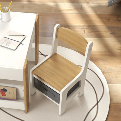 3PC Kids Table and Chair Set with Reversible Tabletop Blackboard