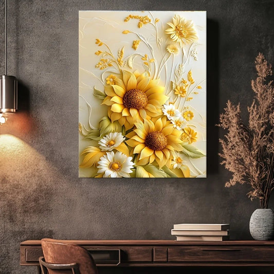 Vibrant Flowers on Wooden Frame Canvas