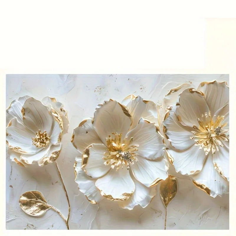 Abstract Floral Artwork with Gold Trim