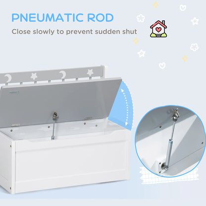 2-IN-1 Toy Chest, Kids Storage Bench with Safety Pneumatic Rod, Gray & White