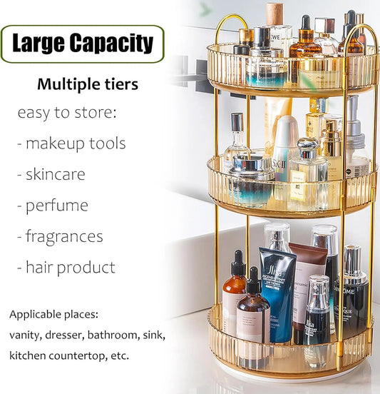 Rotating Makeup Organizer for Vanity, 3 Tier