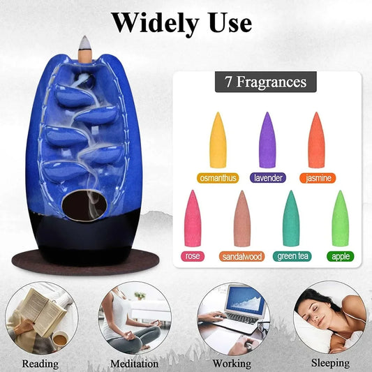 Ceramic Backflow Incense Holder and Burner Waterfall, Aromatherapy