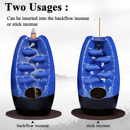 Ceramic Backflow Incense Holder and Burner Waterfall, Aromatherapy