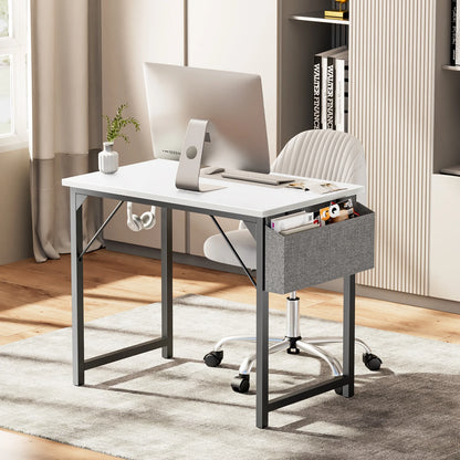 Modern Compact Style Desk with Side Bag & Headphone Hook