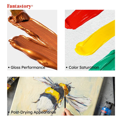 28 Classic Colors, Acrylic Paint Set with 12 Brushes